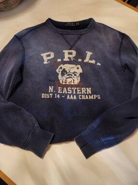 Polo by Ralph Lauren Navy Blue Graphic Bulldog Crewneck Sweatshirt